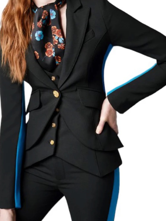 Smythe Jackets & Blazers - Smythe one button Black Tuxedo Blazer with Blue Sleeve Stripes